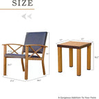 CLIHOME Outdoor Patio 3-Piece Conversation Set,Wood Grain Aluminum Wicker Table and Chair Bistro Set
