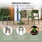 WestinTrends Playa 3-Piece Round Metal Bistro Dining Table Set And Stackable Resin Patio Dining Arm Chairs
