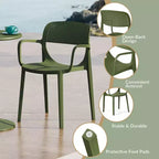 WestinTrends Playa 3-Piece Round Metal Bistro Dining Table Set And Stackable Resin Patio Dining Arm Chairs