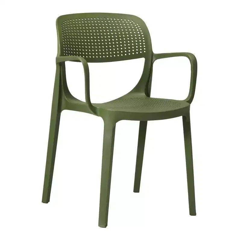 WestinTrends Playa 3-Piece Round Metal Bistro Dining Table Set And Stackable Resin Patio Dining Arm Chairs