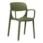 WestinTrends Playa 3-Piece Round Metal Bistro Dining Table Set And Stackable Resin Patio Dining Arm Chairs