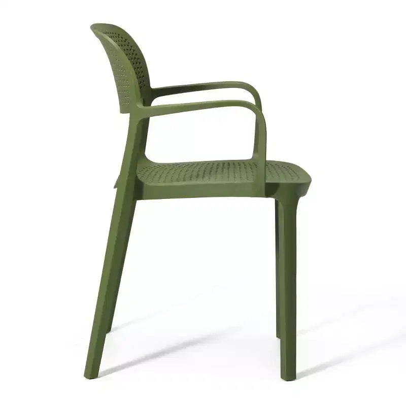 WestinTrends Playa 3-Piece Round Metal Bistro Dining Table Set And Stackable Resin Patio Dining Arm Chairs