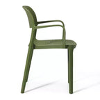 WestinTrends Playa 3-Piece Round Metal Bistro Dining Table Set And Stackable Resin Patio Dining Arm Chairs