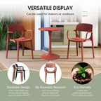 WestinTrends Playa 3-Piece Round Metal Bistro Dining Table Set And Stackable Resin Patio Dining Arm Chairs