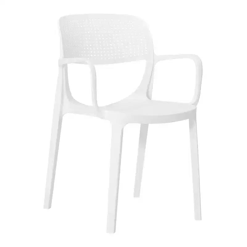 WestinTrends Playa 3-Piece Round Metal Bistro Dining Table Set And Stackable Resin Patio Dining Arm Chairs