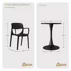 WestinTrends Playa 3-Piece Round Metal Bistro Dining Table Set And Stackable Resin Patio Dining Arm Chairs