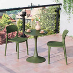 WestinTrends Playa 3-Piece Round Metal Bistro Dining Table Set And Stackable Resin Patio Dining Side Chairs