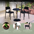 WestinTrends Playa 3-Piece Round Metal Bistro Dining Table Set And Stackable Resin Patio Dining Side Chairs