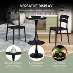 WestinTrends Playa 3-Piece Round Metal Bistro Dining Table Set And Stackable Resin Patio Dining Side Chairs