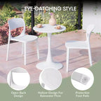 WestinTrends Playa 3-Piece Round Metal Bistro Dining Table Set And Stackable Resin Patio Dining Side Chairs