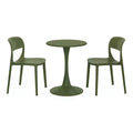 WestinTrends Playa 3-Piece Round Metal Bistro Dining Table Set And Stackable Resin Patio Dining Side Chairs