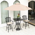Mondawe Black 3-Piece Cast Aluminum Patio Outdoor Bistro Set with 2 High Bar Swivel Chairs, Square Table (Seat 2)