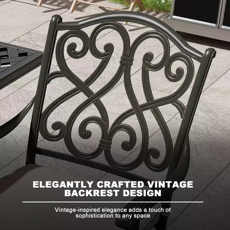 Mondawe Black 3-Piece Cast Aluminum Patio Outdoor Bistro Set with 2 High Bar Swivel Chairs, Square Table (Seat 2)