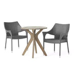 GDFStudio Lurline Outdoor Acacia Wood and Wicker 3 Piece Bistro Set