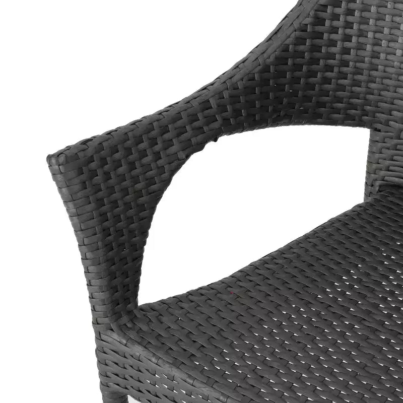 GDFStudio Lurline Outdoor Acacia Wood and Wicker 3 Piece Bistro Set