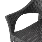 GDFStudio Lurline Outdoor Acacia Wood and Wicker 3 Piece Bistro Set