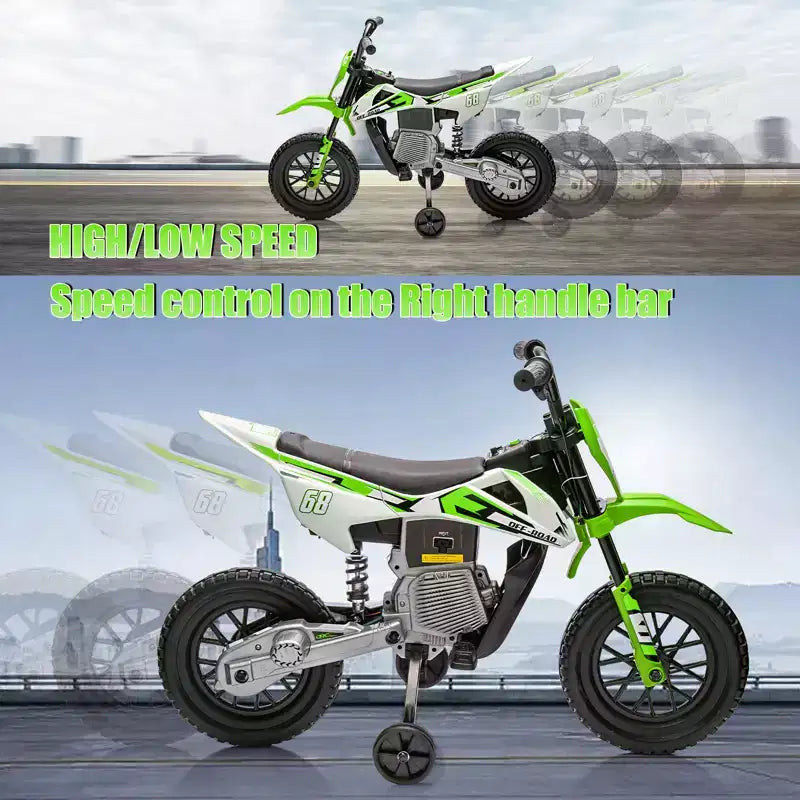 12V Kids Ride On Motorcycle, Electric Motorcycle for Kids with Music, Spring Suspension, Twist Grip Throttle, Ride On Car for Boys Girls 3-10