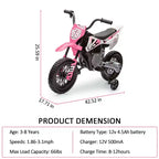 12V Kids Ride On Motorcycle, Electric Motorcycle for Kids with Music, Spring Suspension, Twist Grip Throttle, Ride On Car for Boys Girls 3-10