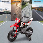 12V Kids Ride On Motorcycle, Electric Motorcycle for Kids with Music, Spring Suspension, Twist Grip Throttle, Ride On Car for Boys Girls 3-10