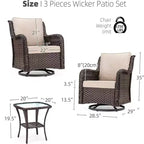 GustoWave 3-Piece Outdoor Wicker Patio Bistro Set for Backyard, Porch, Deck, Balcony, Garden