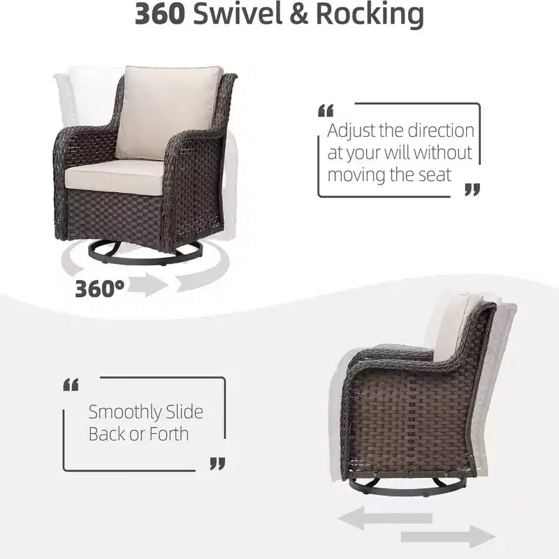 GustoWave 3-Piece Outdoor Wicker Patio Bistro Set for Backyard, Porch, Deck, Balcony, Garden