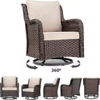 GustoWave 3-Piece Outdoor Wicker Patio Bistro Set for Backyard, Porch, Deck, Balcony, Garden