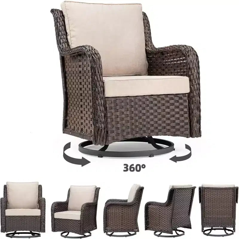 GustoWave 3-Piece Outdoor Wicker Patio Bistro Set for Backyard, Porch, Deck, Balcony, Garden