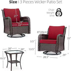 GustoWave 3-Piece Outdoor Wicker Patio Bistro Set for Backyard, Porch, Deck, Balcony, Garden