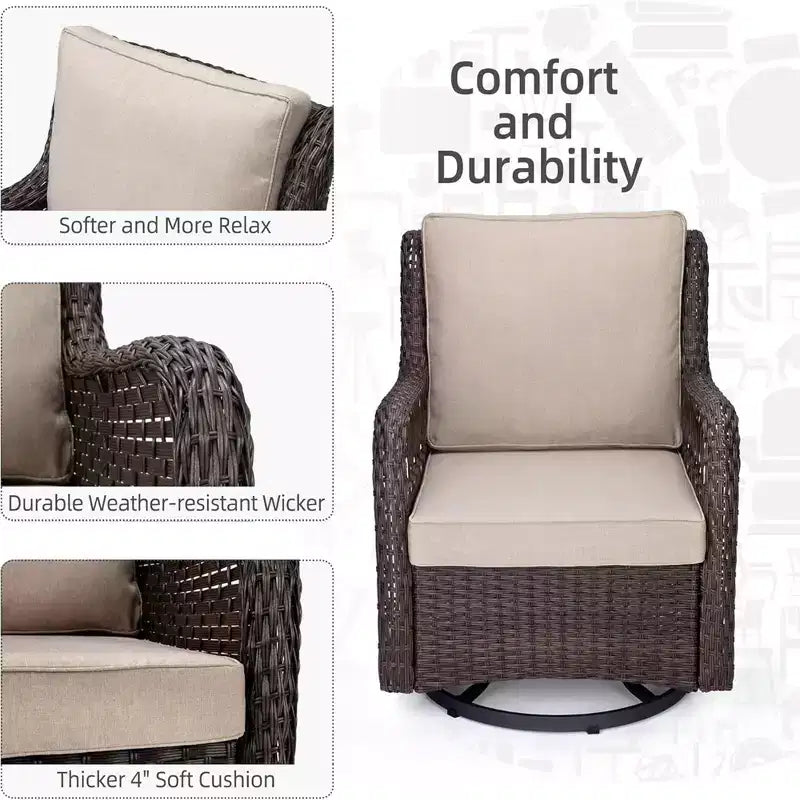 GustoWave 3-Piece Outdoor Wicker Patio Bistro Set for Backyard, Porch, Deck, Balcony, Garden
