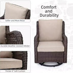 GustoWave 3-Piece Outdoor Wicker Patio Bistro Set for Backyard, Porch, Deck, Balcony, Garden