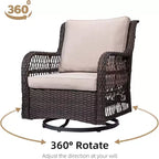 GustoWave 3-Piece Outdoor Wicker Patio Bistro Set for Backyard, Porch, Deck, Balcony, Garden