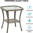 GustoWave 3-Piece Outdoor Wicker Rocking Chair Bistro Set With 2 Swivel Chairs And Tempered Glass Tabletop For Patio Porch Backyard