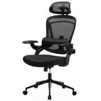 Bestier Office Chair with Adjustable Lumbar Support & Headrest, Comfy Mesh Computer Chair with Soft Flip Up Arms, Adjustable Height Gaming Chair