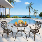 TROPOW 3 Piece Bistro Set, Outdoor Bistro Table and Chairs Set of 2, Rust-Resistant Cast Aluminum All Weather Patio Outdoor Bistro Set with Umbrella