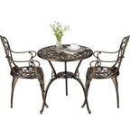 TROPOW 3 Piece Bistro Set, Outdoor Bistro Table and Chairs Set of 2, Rust-Resistant Cast Aluminum All Weather Patio Outdoor Bistro Set with Umbrella