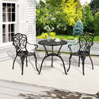 TROPOW 3 Piece Bistro Set, Outdoor Bistro Table and Chairs Set of 2, Rust-Resistant Cast Aluminum All Weather Patio Outdoor Bistro Set with Umbrella