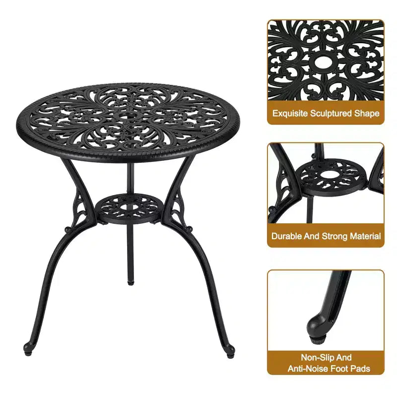 TROPOW 3 Piece Bistro Set, Outdoor Bistro Table and Chairs Set of 2, Rust-Resistant Cast Aluminum All Weather Patio Outdoor Bistro Set with Umbrella
