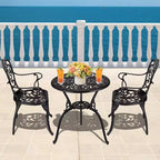 TROPOW 3 Piece Bistro Set, Outdoor Bistro Table and Chairs Set of 2, Rust-Resistant Cast Aluminum All Weather Patio Outdoor Bistro Set with Umbrella