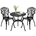 TROPOW 3 Piece Bistro Set, Outdoor Bistro Table and Chairs Set of 2, Rust-Resistant Cast Aluminum All Weather Patio Outdoor Bistro Set with Umbrella