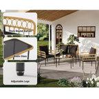GustoWave 4 Piece Outdoor Patio Conversation Set With Coffee Table & Thick Cushions For Small Balcony Garden Yard