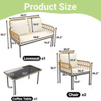 GustoWave 4 Piece Outdoor Patio Conversation Set With Coffee Table & Thick Cushions For Small Balcony Garden Yard