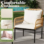 GustoWave 4 Piece Outdoor Patio Conversation Set With Coffee Table & Thick Cushions For Small Balcony Garden Yard