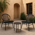 GustoWave 3-Piece Patio Bistro Set With Side Table And 2 Chairs For Balcony, Patio, Garden, Black