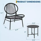 GustoWave 3-Piece Patio Bistro Set With Side Table And 2 Chairs For Balcony, Patio, Garden, Black