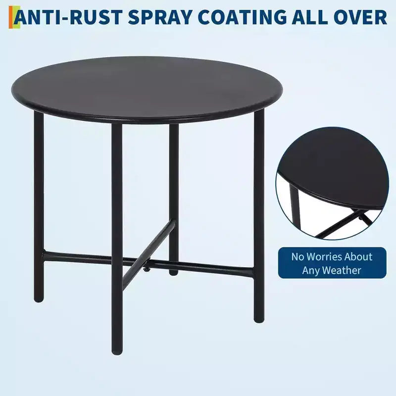 GustoWave 3-Piece Patio Bistro Set With Side Table And 2 Chairs For Balcony, Patio, Garden, Black