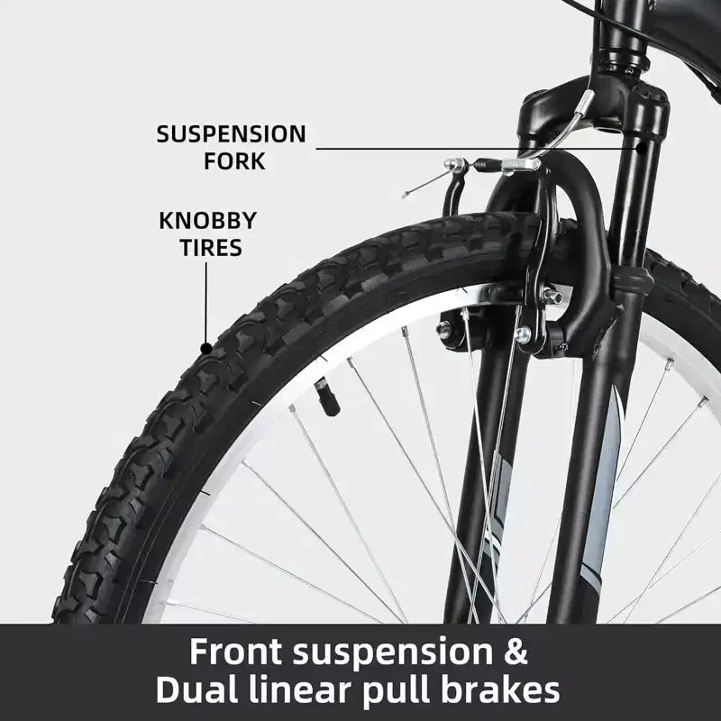 hykolity Mountain Bike 26 inch MTB Bicycle 18 Speed Cycling for Adult Men Women Outdoor Trail Off-Road Sport Bikes Black Dual Full Suspension