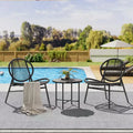 3 Piece Patio Bistro Set, Outdoor Seating Acapulco Chairs, All Weather Modern Patio Chairs Set of 2 with Side Table, Patio Conversation Bistro Set