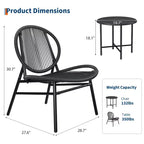 3 Piece Patio Bistro Set, Outdoor Seating Acapulco Chairs, All Weather Modern Patio Chairs Set of 2 with Side Table, Patio Conversation Bistro Set