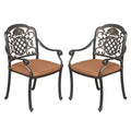 2 Piece Patio Dining Chairs with Cushions, Outdoor All-Weather Cast Aluminum Chairs, Patio Bistro Dining Chair Set of 2 for Garden Deck Backyard