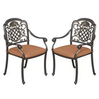 2 Piece Patio Dining Chairs with Cushions, Outdoor All-Weather Cast Aluminum Chairs, Patio Bistro Dining Chair Set of 2 for Garden Deck Backyard